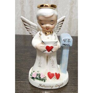 Vintage Napco 1950's  Ceramic Valentine’s Day Boy February Angel  A1918
